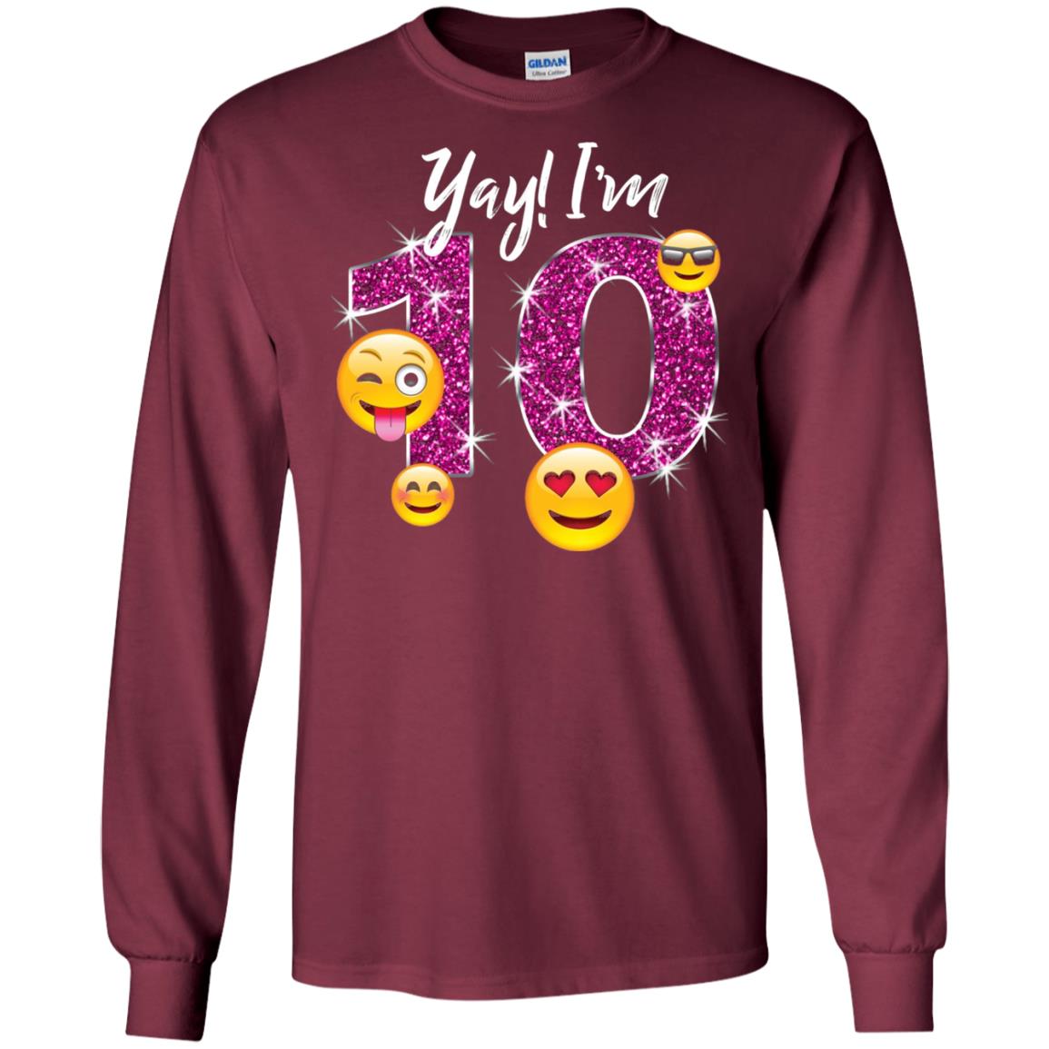 Funny Emoji Birthday 10th Birthday T-shirt Maroon