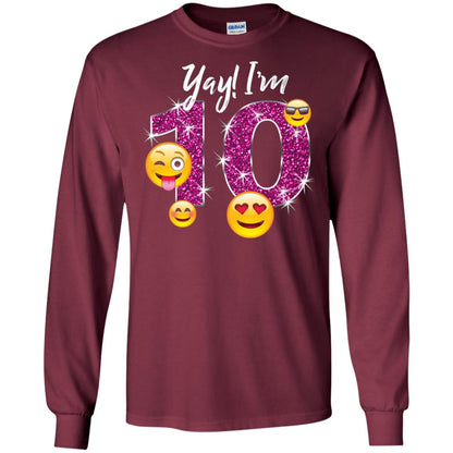 Funny Emoji Birthday 10th Birthday T-shirt Maroon