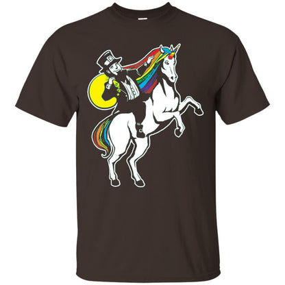 St Patrick Day Lepricorn Leprechaun Riding Unicorn T-shirt Dark Chocolate