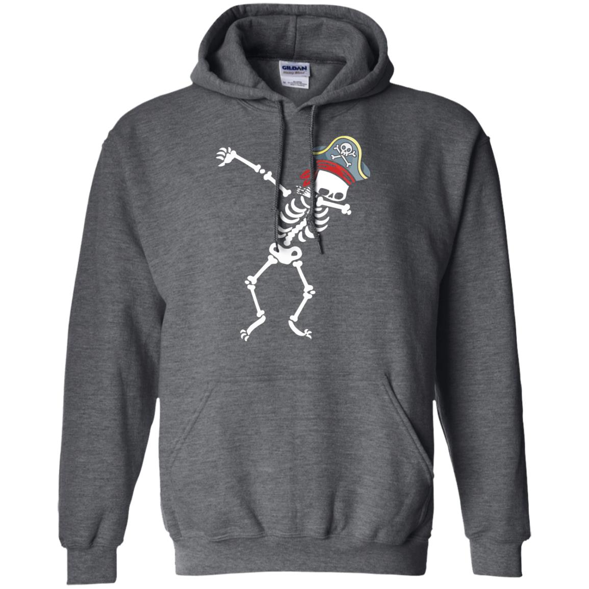 Dabbing Skeleton With Pirates Hat T-shirt Dark Heather