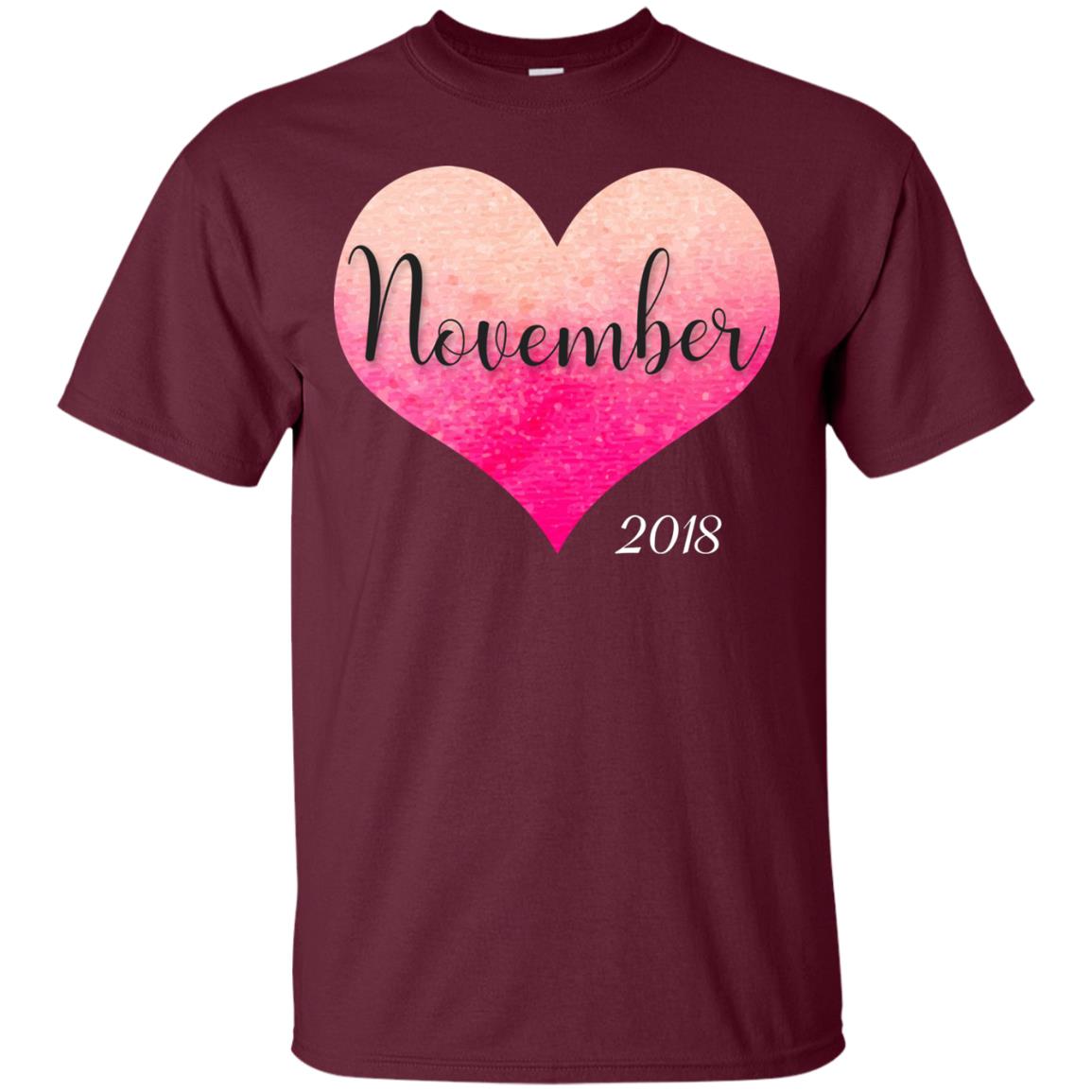 Pregnancy Reveal Announcement Party November 2018 Shirt Maroon
