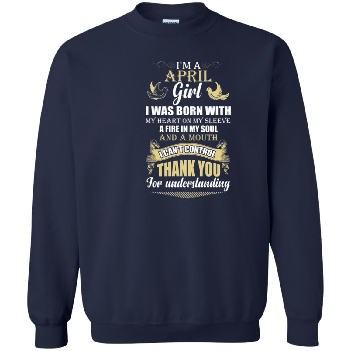 April Birthday Shirt Im A April Girl I Was Born With My Heart Navy