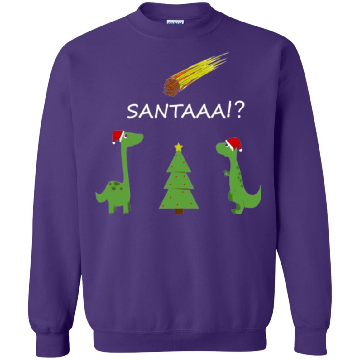 Christmas T-shirt Funny Dinosaus Santaaa Purple