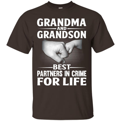 Grandma And Grandson Best Partners In Crime For Life Family T-shirt Dark Chocolate