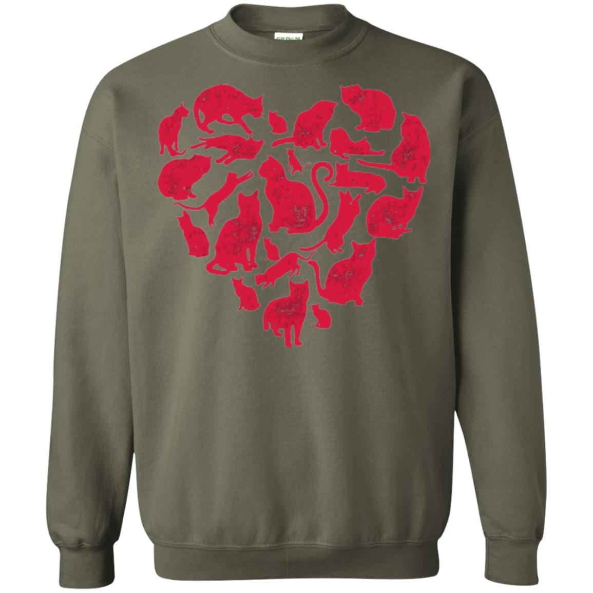 Valentines Day Cat T-shirt Military Green