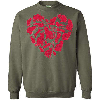 Valentines Day Cat T-shirt Military Green