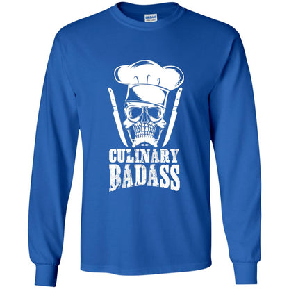 Culinary Badass Funny Chef Skull Knifes Cooking Tshirt Royal