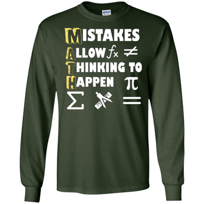 Math Lover T-shirt Mistakes Allow Thinking To Happen Forest Green