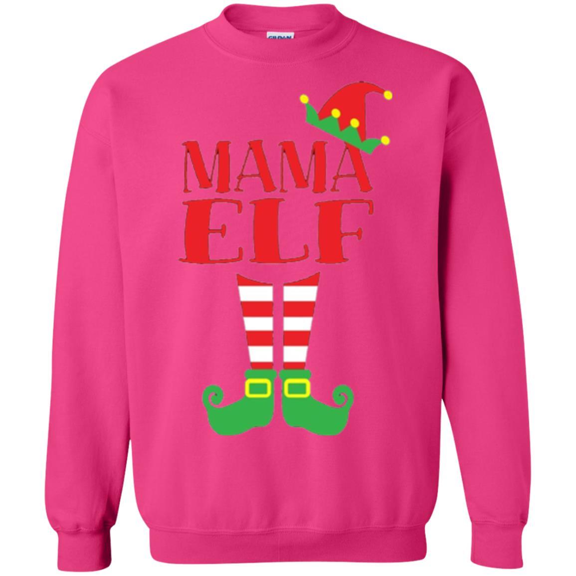 Family Christmas T-shirt Mama Elf T-shirt Heliconia