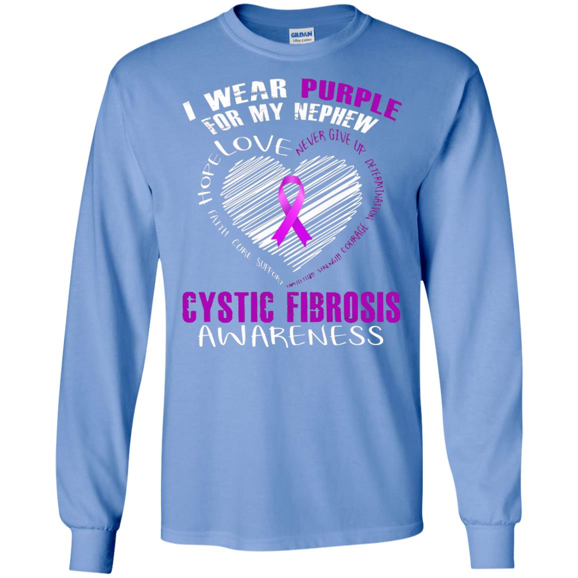 Cystic Fibrosis Awareness T-shirt I Wear Purple Carolina Blue