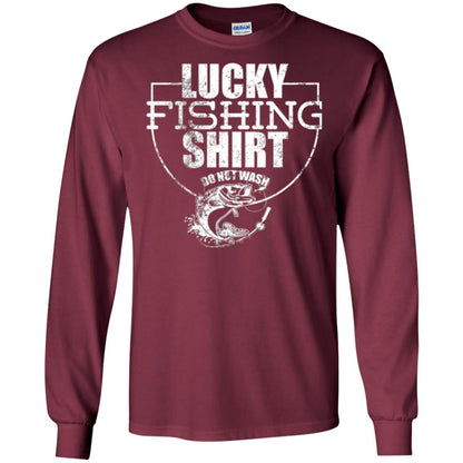 Fisherman T-shirt Lucky Fishing Shirt Do Not Wash Maroon
