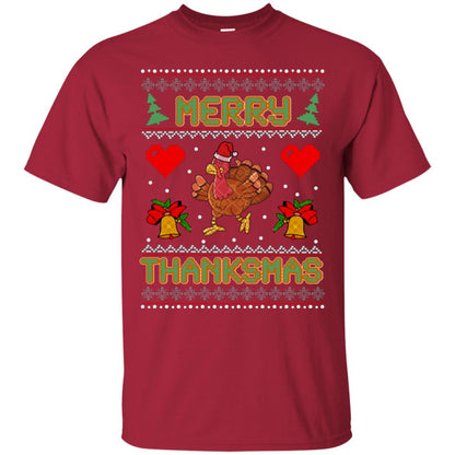 Merry Thanksmas Turkey Thanksgiving Gift Shirt For Mens Or Womens Cardinal