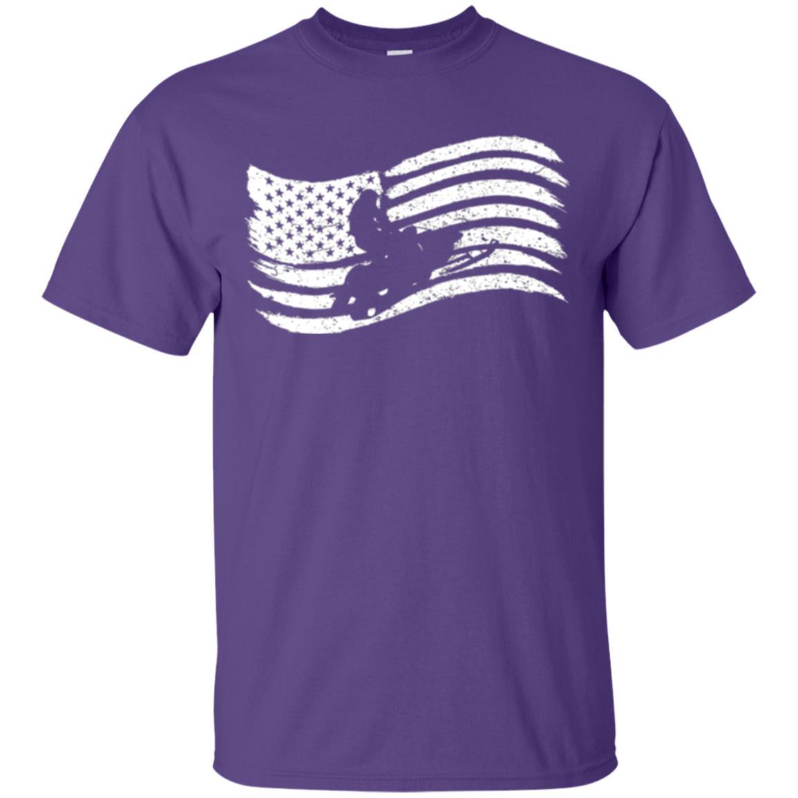 Snowmobile Rider T-shirt American Flag Purple