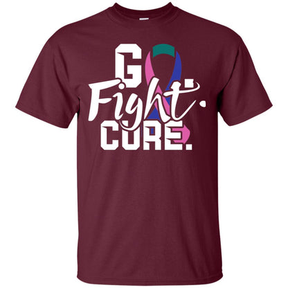 Thyroid Awareness Go Fight Cure Teal Pink Blue Ribbon Shirt Maroon