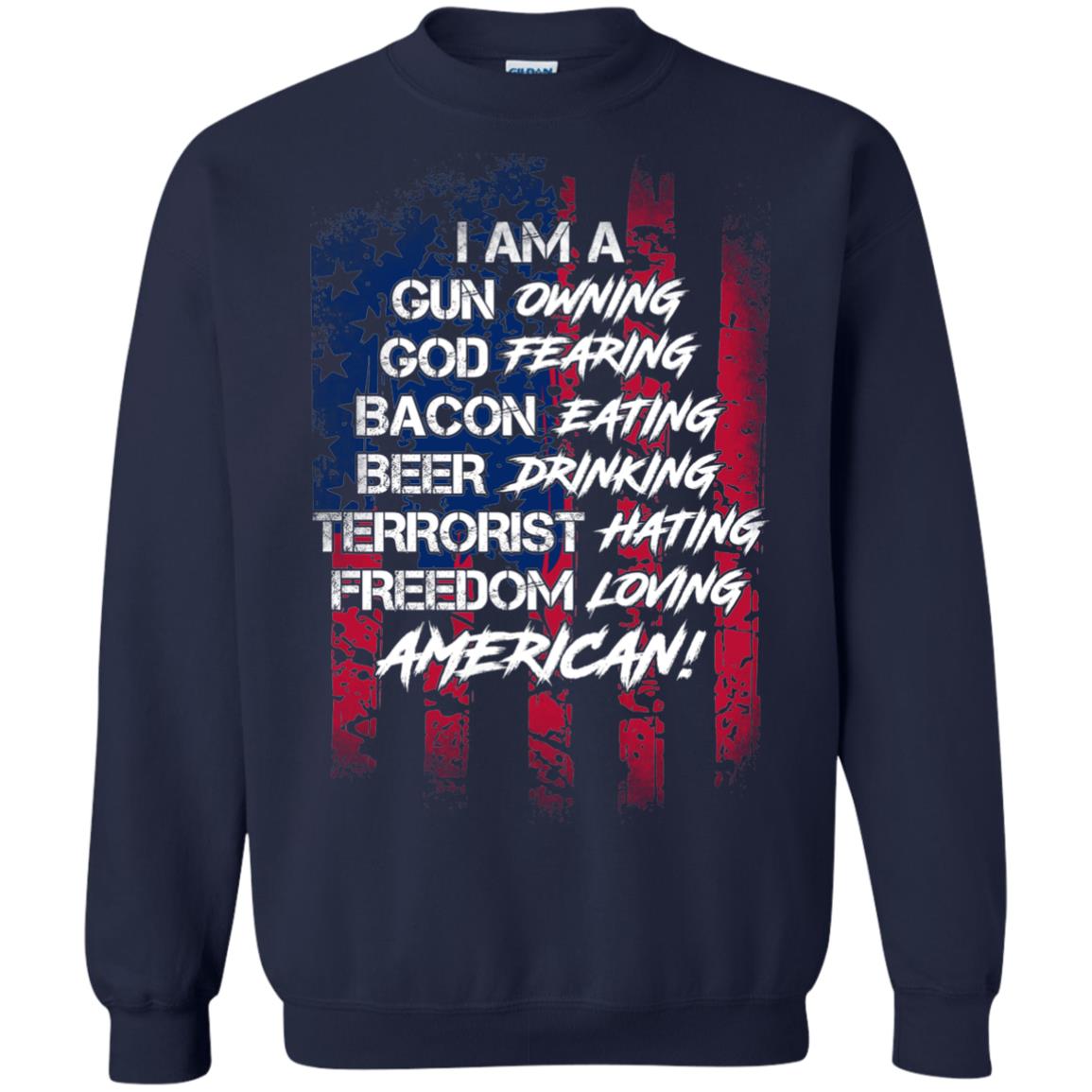 Military T-shirt I Am A Gun Owning God Fearing Bacon Eating Navy