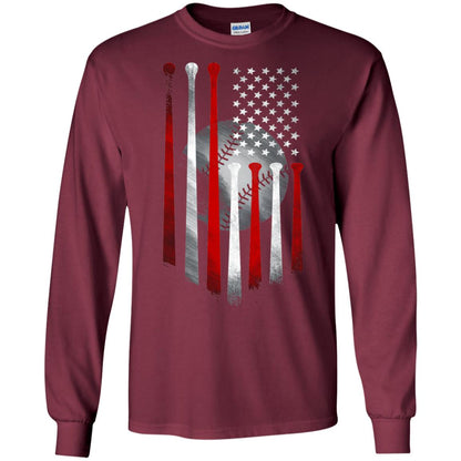 American Flag Baseball Flag Baseball Lover T-shirt Maroon