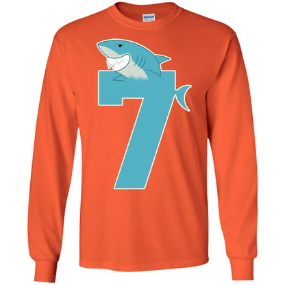 7th Birthday Shark Party Shirt Orange