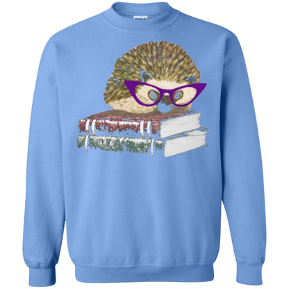 Adorable Hedgehog Book Nerd Gift Shirt Carolina Blue