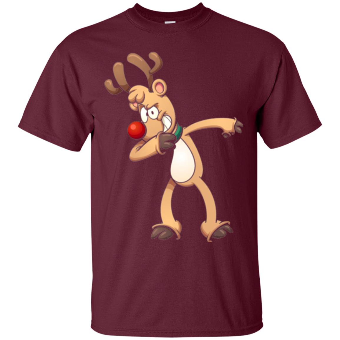 Christmas T-shirt Dabbing Reindeer Maroon