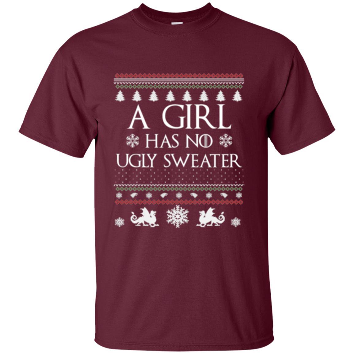 Christmas T-shirt Girl Has No Ugly Sweater Maroon