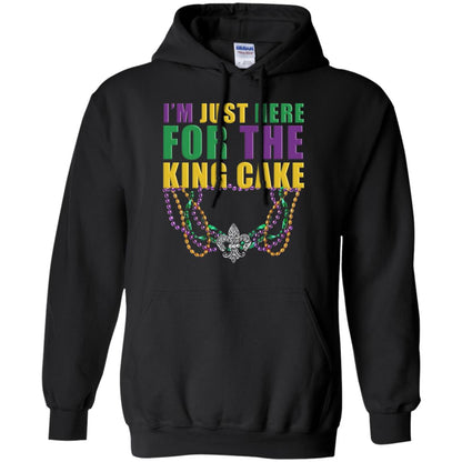Mardi Gras Beads T-shirt I_m Just Here For The King Cake Black
