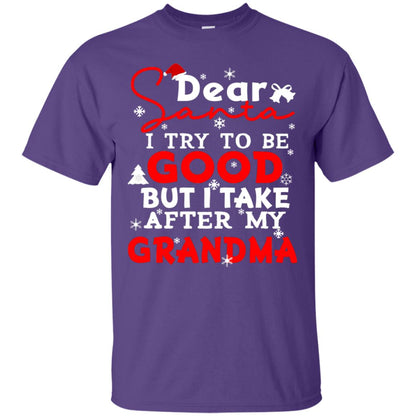 Dear Santa I Try To Be Good But I Take After My Grandma Ugly Christmas Family Matching Shirt Purple