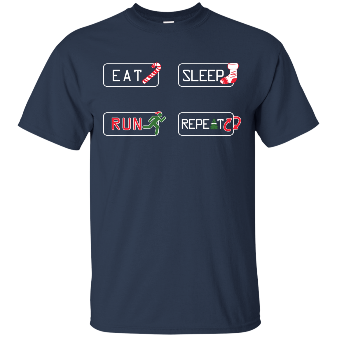 Christmas T-Shirt Eat Sleep Run Repeat Navy