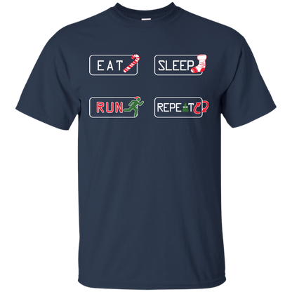 Christmas T-Shirt Eat Sleep Run Repeat Navy