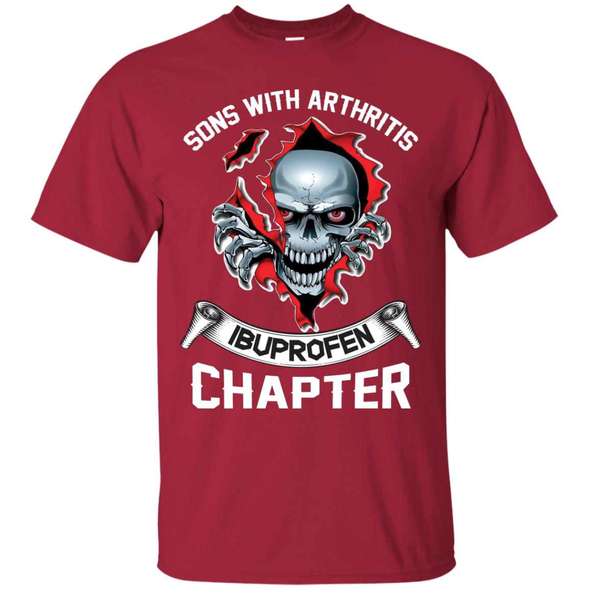 Sons With Arthritis Ibuprofen Chapter Biker T-shirt Cardinal