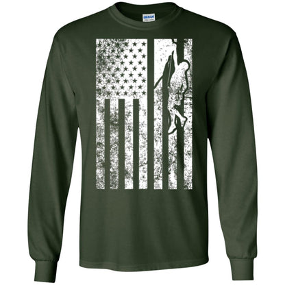 Rock Climbing T Shirt - Rock Climbing Flag Of United States T-shirt Forest Green