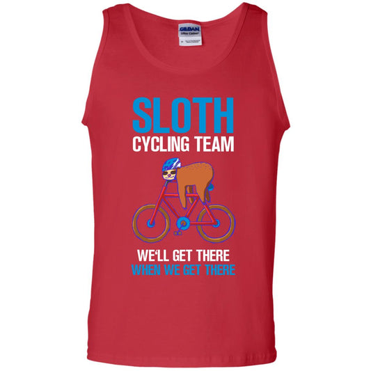 Sloth Cycling Team We'll Get There When We Get There Shirt Red