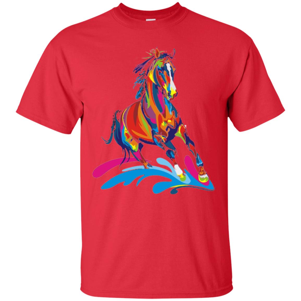 Horse Lovers T-shirts Colorful Horse Red