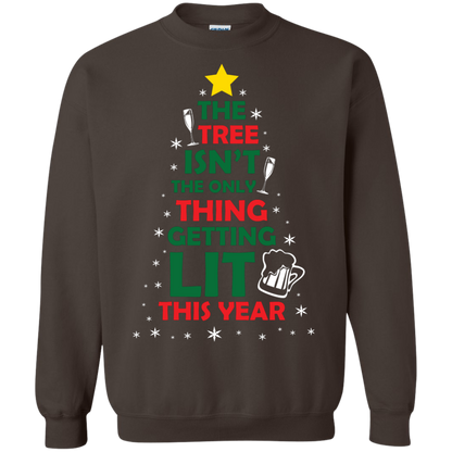 Christmas T-shirt The Tree Isn't The Only Thing Getting Lit This Year Dark Chocolate
