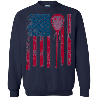 Lacrosse Player T-shirt Lacrosse American Flag Stick Navy