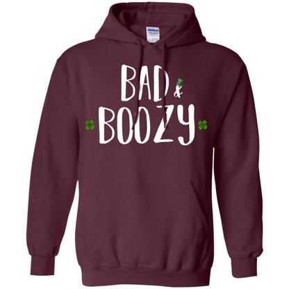 Bad And Boozy Funny Saint Patrick Day T-shirt Maroon