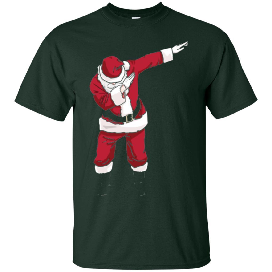 Christmas T-shirt Dabbing Santa Forest Green