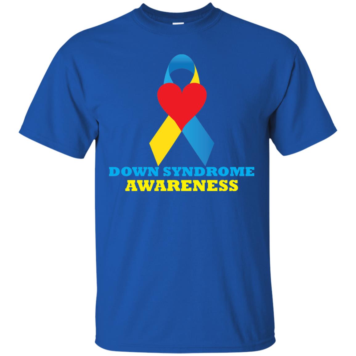 Yellow And Blue Ribbon Down Syndrome Awareness T-shirt Royal