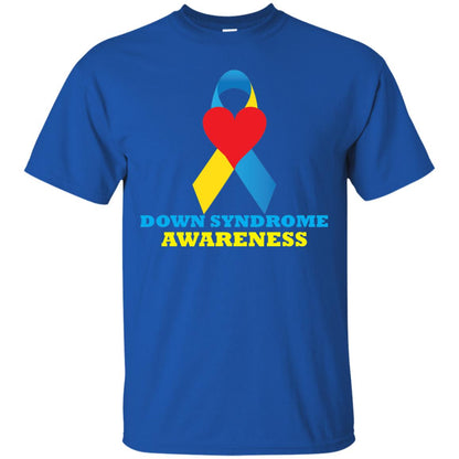 Yellow And Blue Ribbon Down Syndrome Awareness T-shirt Royal
