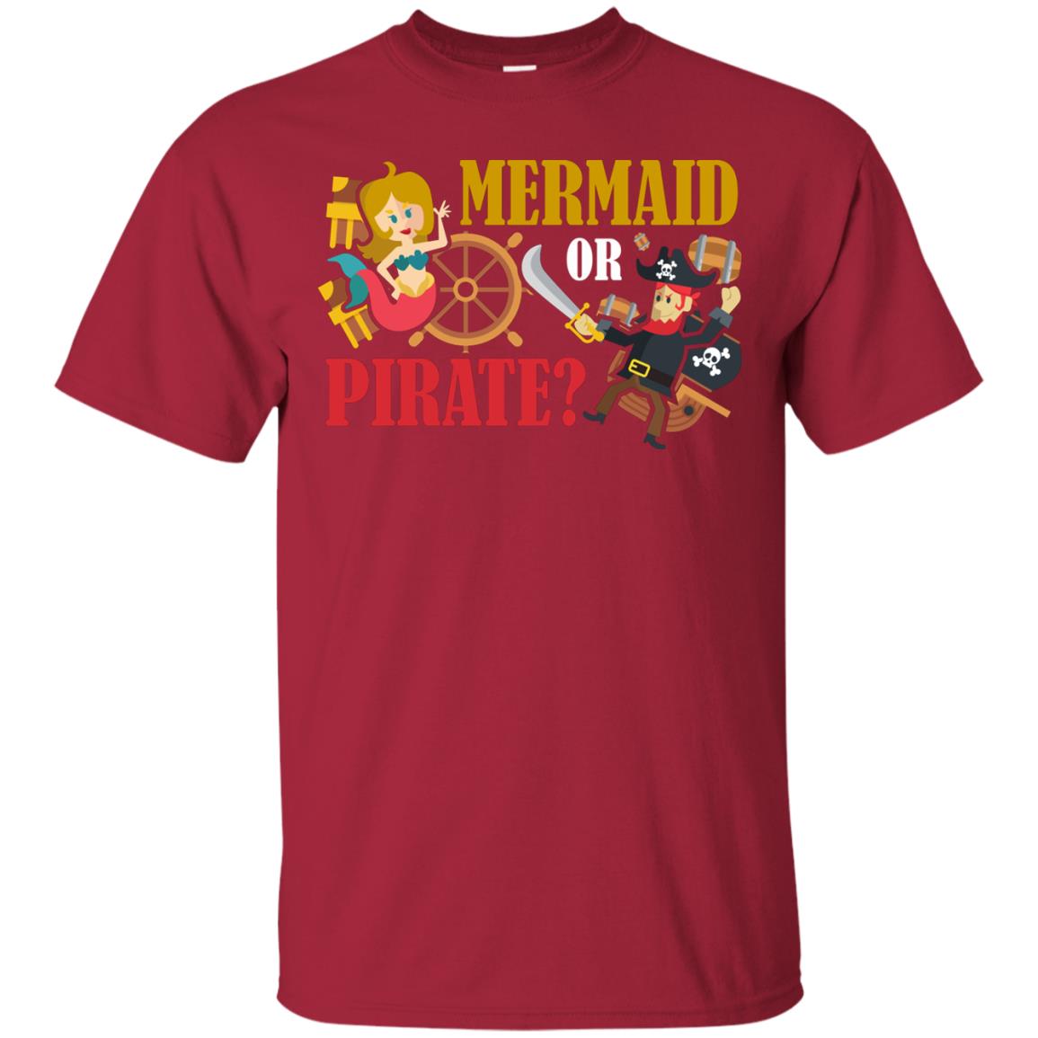Mermaid Or Pirate Gift Shirt For Boys And Girls Cardinal