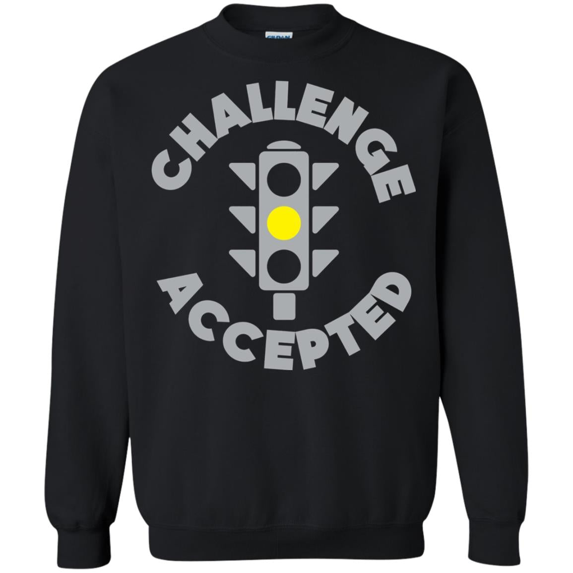 Funny Racing T-shirt Challenge Accepted Yellow Light Car Black