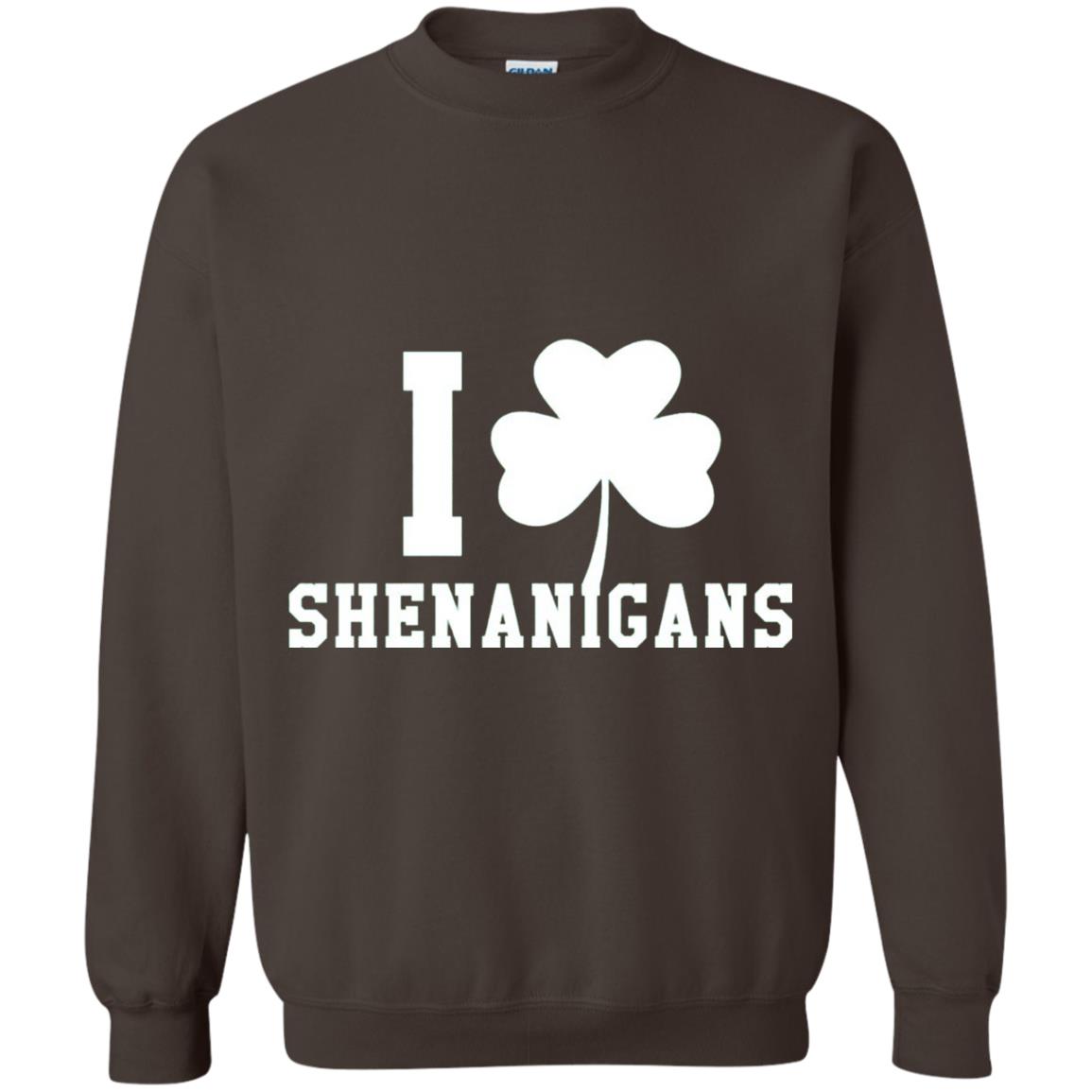I Love Shenanigans Shamrock Saint Patrick_s Day T-shirt Dark Chocolate