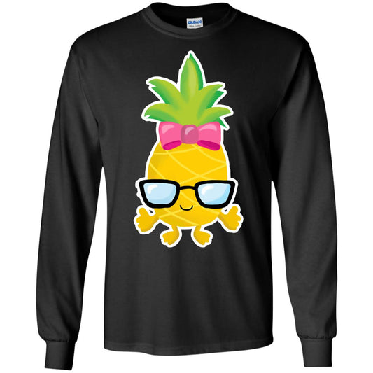 Funny Pineapple With Glasses For Girls Womens Shirt Black