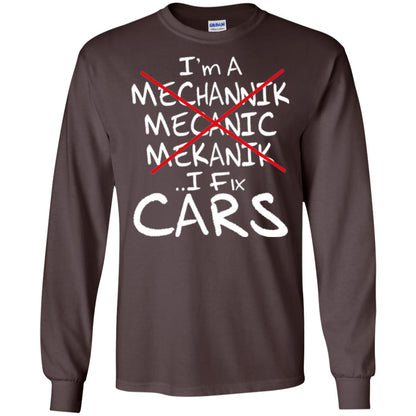 Mechanic T-shirt I Fix Cars Dark Chocolate