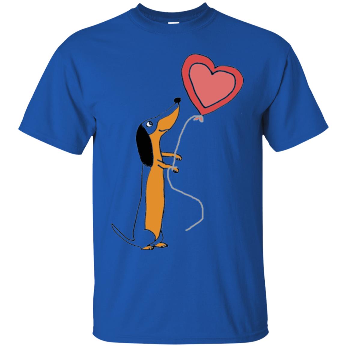 Valentine_s Day T-shirt Cute Dachshund With Heart Balloon Royal