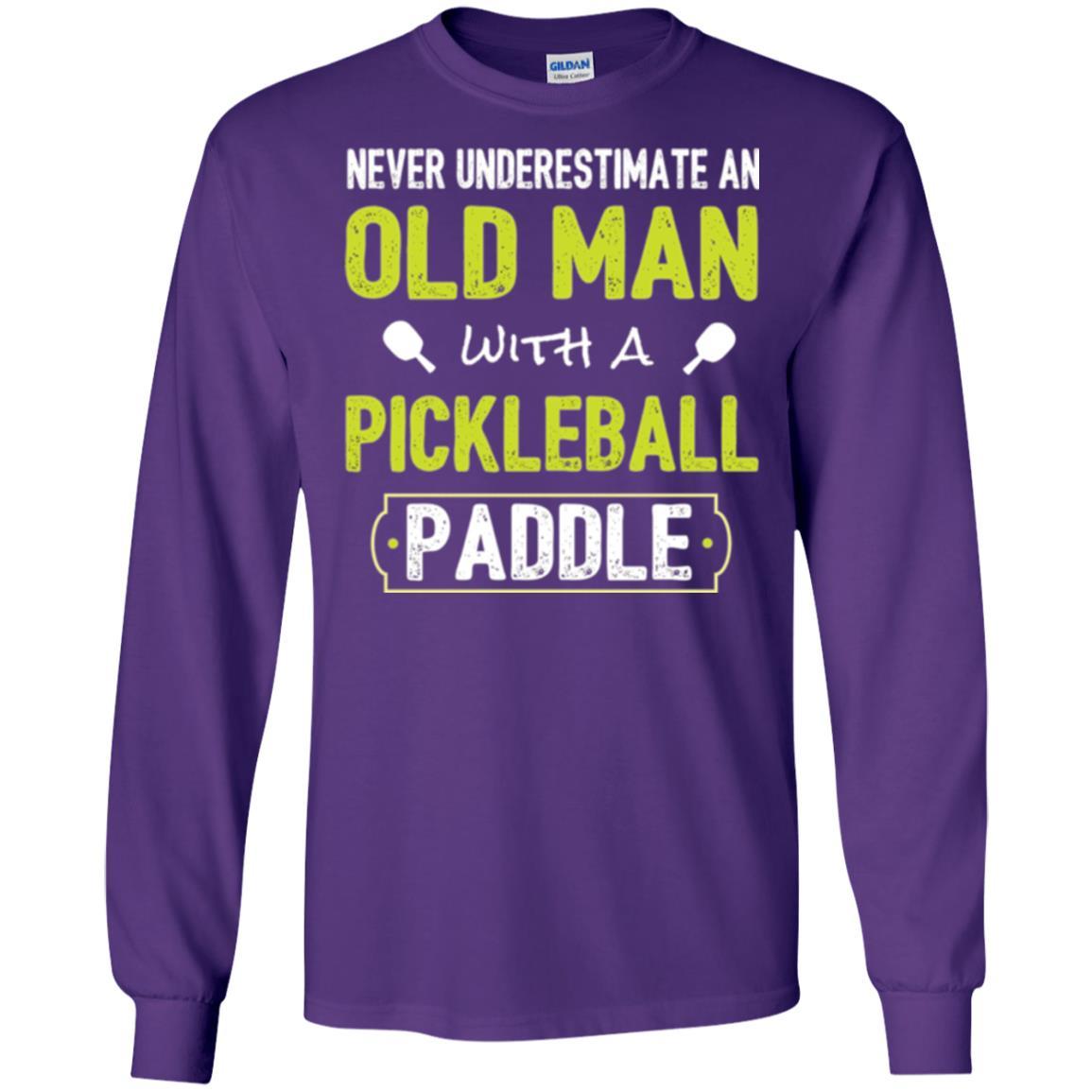 Pickleball T-shirt Never Underestimate Old Man Purple
