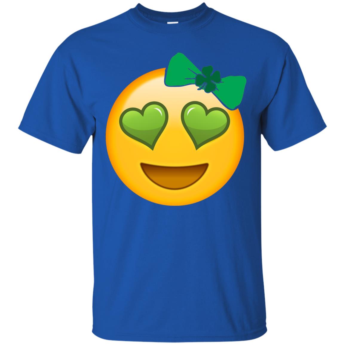 Emoji Green Heart Eyes Bow Saint Patricks Day Shirt For Girls Royal