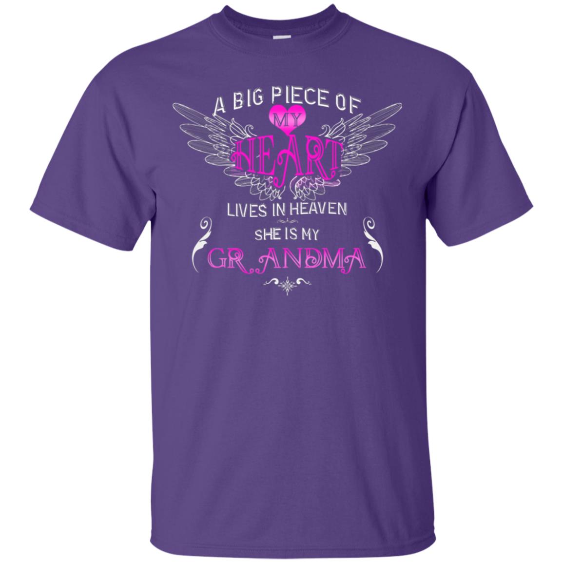 A Big Piece Of My Heart Lives In Heaven She Is My Grandma Grandchildren Gift Shirt Purple