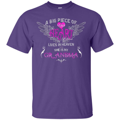 A Big Piece Of My Heart Lives In Heaven She Is My Grandma Grandchildren Gift Shirt Purple