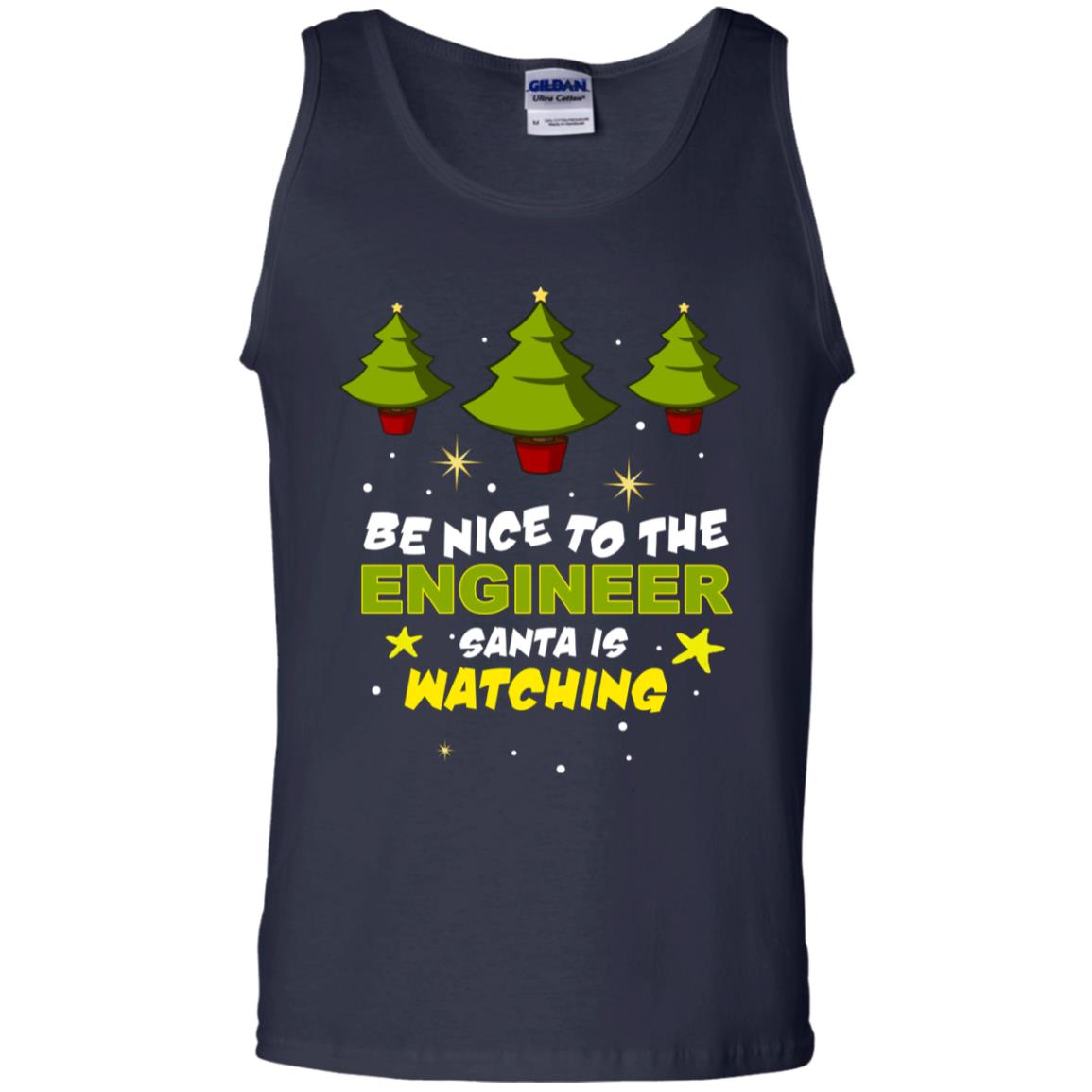Be Nice To Be Engineer Santa Is Watching X-mas Gift Shirt Navy