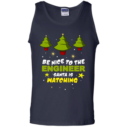 Be Nice To Be Engineer Santa Is Watching X-mas Gift Shirt Navy